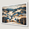 Winter Village Art Poster - Snowy Hills Scene for Home Decor
