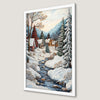 Winter Village Art Poster - Snowy Mountain Scene for Holiday Decor