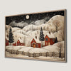 Winter Village Landscape Canvas Print Christmas Wall Art