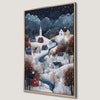 Winter Village Landscape Canvas Print Snowy Night Art