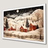 Winter Village Scene Art Poster - Cozy Christmas Decor
