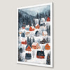 Winter Village Scene Art Poster - Cozy Countryside Decor