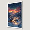 Winter Village Scene Art Poster - Cozy Holiday Decor