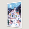 Winter Village Scene Art Poster - Festive Holiday Decor