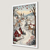 Winter Village Scene Art Poster - Festive Holiday Decor