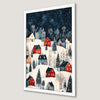 Winter Village Scene Art Poster - Festive Holiday Decor