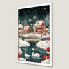 Winter Village Scene Art Poster - Festive Holiday Decor