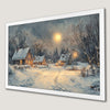 Winter Village Scene Art Poster for Holiday Decor