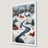 Winter Village Scene Art Poster | Holiday Home Decor