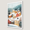 Winter Village Scene Art Poster | Holiday Wall Decor