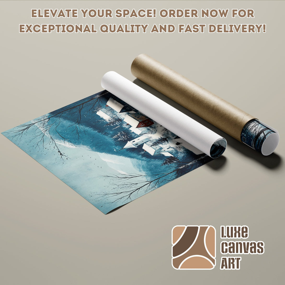 Poster Roll featuring a winter landscape in blue tones, perfect for home decor. Order now!