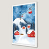 Winter Village Scene Art Poster - Snowy Landscape Wall Decor