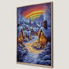 Winter Village Scene Canvas Print Magical Christmas Art
