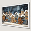 Winter Village Snowy Houses Art Poster for Holiday Cheer
