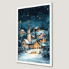 Winter Village Snowy Landscape Art Poster - Festive Home Decor