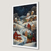 Winter Village Snowy Night Art Poster - Cozy Home Decor