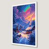 Winter Village Snowy Scene Art Poster - Festive Home Decor