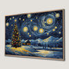 Winter Village Starry Night Mountain Canvas Print