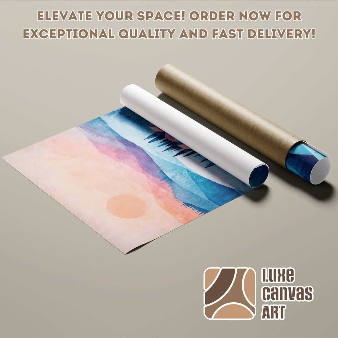 Poster Roll featuring a watercolor landscape in a pastel color palette. Elevate your space!