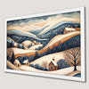 Winter Wonderland Art Poster with Cozy Cottages