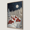 Winter Wonderland Canvas Print with Cozy Red Cabins