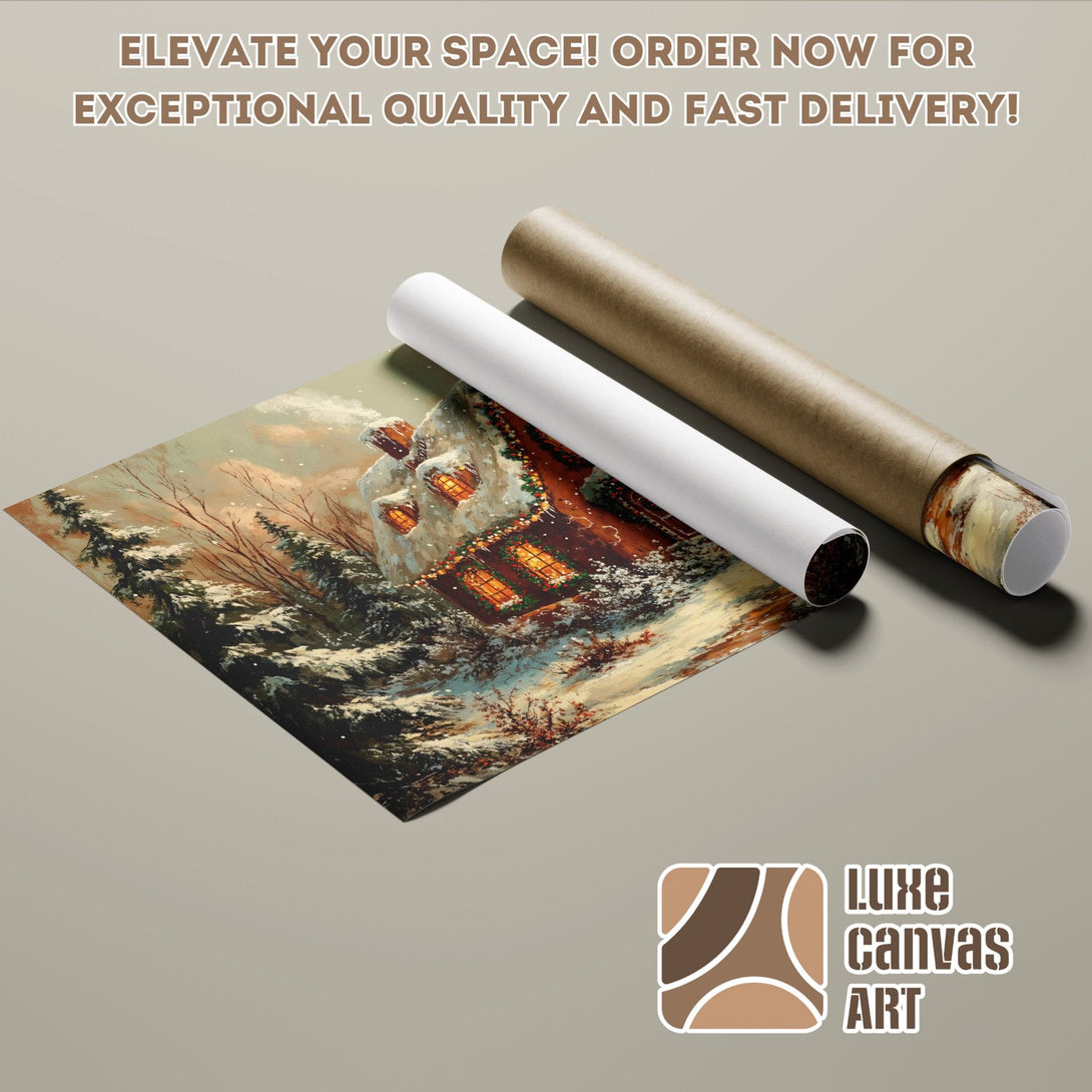 Winter landscape Poster Roll, warm color palette, artistic style. Elevate your space!