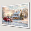 Winter Wonderland Red Truck Art Poster for Holiday Decor