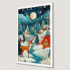 Winter Wonderland Scene Art Poster with Reindeer - Holiday Decor