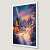 Winter Wonderland Snowy Village Art Poster - Cozy Holiday Decor