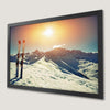 Winter Wonderland Sunny Skies Art Poster with Snow-Capped Mountains