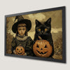 Witch and Black Cat Halloween Art Poster - Spooky Decor
