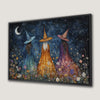 Witch Trio in Wildflowers Canvas Print Framed Art