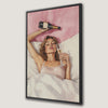 Woman Relaxing with Champagne Framed Canvas Print Art