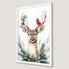 Woodland Deer and Cardinal Art Poster - Holiday Wall Decor