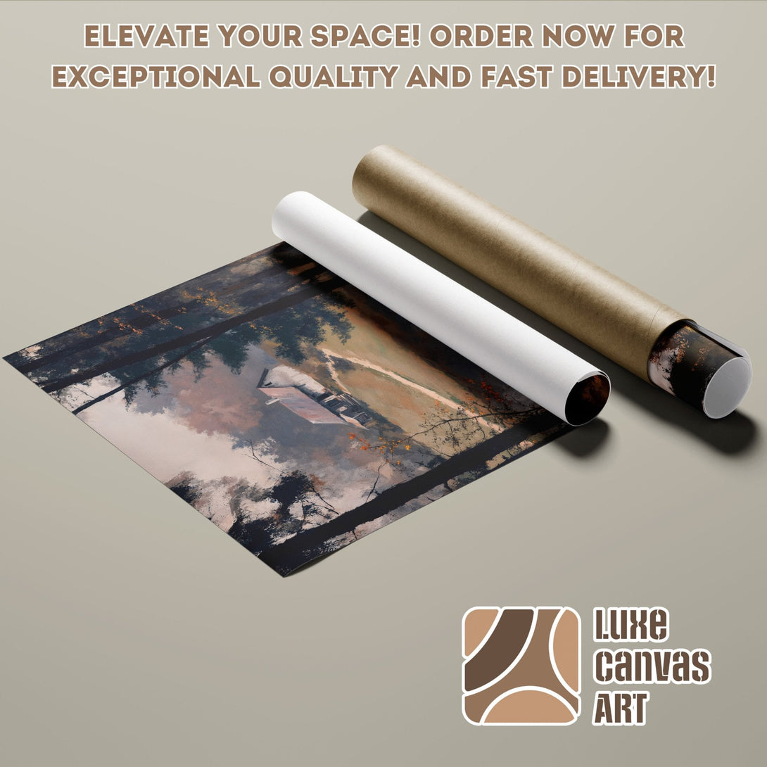 Poster Roll of a landscape painting in a muted color palette, perfect wall art.