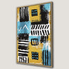 Yellow Blue Black Pattern Canvas Print with Framed Design