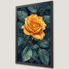 Yellow Rose Art Poster with Green Foliage - Floral Wall Decor